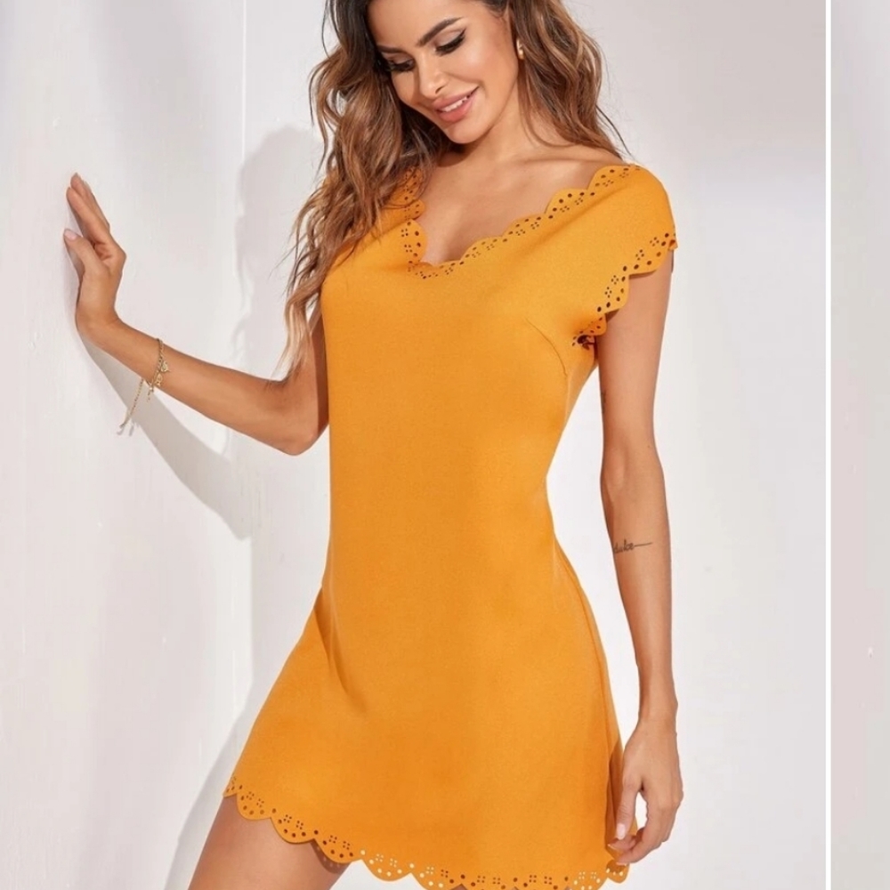 Gorgeous gold Summer dress with lasercut detail